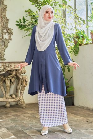 Baju Kebarung Printed Lani - Yale Blue