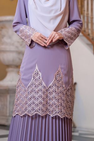 Baju Kurung Lace Pleated Aria - Sweet Marsala