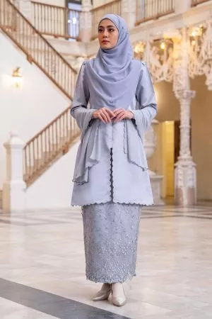 Baju Kurung Sulam Lace Aurora - Castle Grey