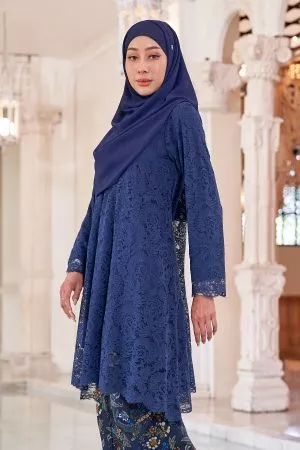 Baju Kurung Batik Lace Alexa - Arwa Blue