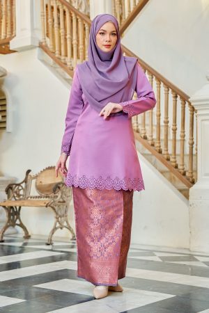 Baju Kurung Songket Lasercut Halina - Iris Purple