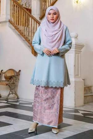 Baju Kurung Songket Lasercut Halina - Metal Grey