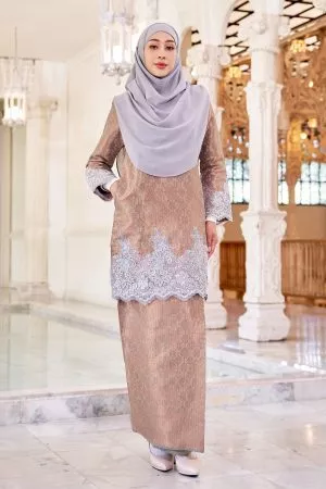 Baju Kurung Moden Lace Songket Ramadhani - Bronze Vintage