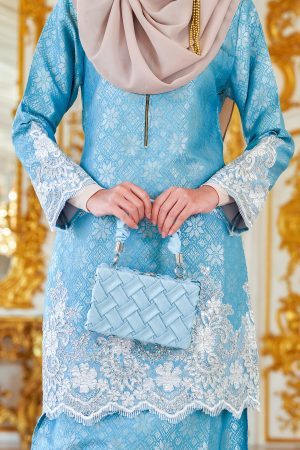 Baju Kurung Moden Lace Songket Ramadhani - Celeste Blue