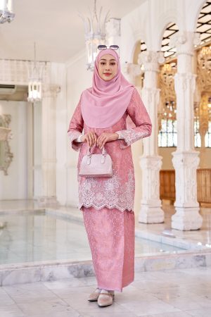 Baju Kurung Moden Lace Songket Ramadhani - French Rose