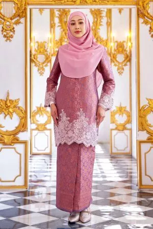 Baju Kurung Moden Lace Songket Ramadhani - Rosy Finch