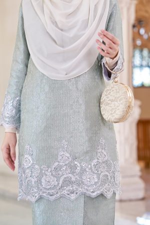 Baju Kurung Moden Lace Songket Ramadhani - Sage Green