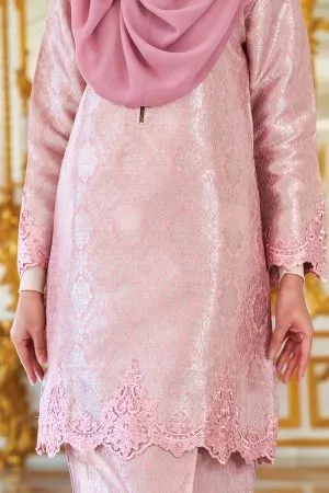Baju Kurung Moden Lace Songket Ramadhani - Sweety Pink