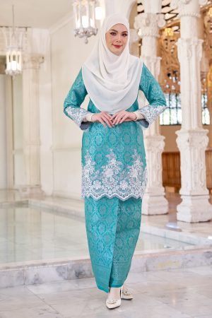 Baju Kurung Moden Lace Songket Ramadhani - Turquoise