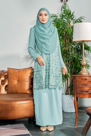 Baju Kurung Lace Sofea - Turquoise