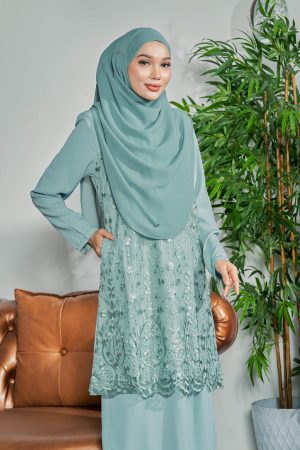 Baju Kurung Lace Sofea - Turquoise