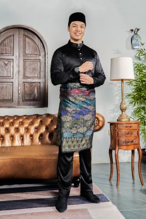 Baju Melayu Tailored Fit Hombre X MCC - Matte Black