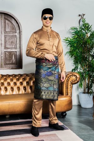 Baju Melayu Tailored Fit Hombre X MCC - Bronze Brown