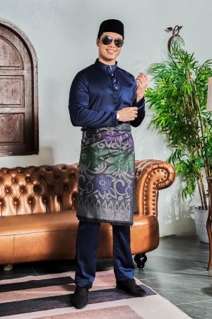 Baju Melayu Tailored Fit Hombre X MCC - Navy Blue
