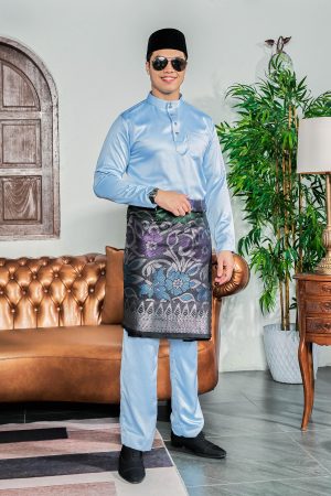 Baju Melayu Tailored Fit Hombre X MCC - Sky Blue