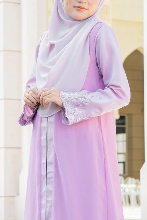 Abaya Cardi Lace Rizka - Lilac