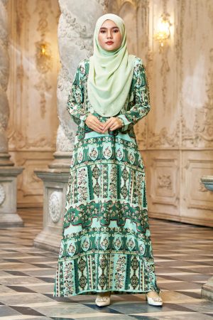 Abaya Printed Vania - Basil Green