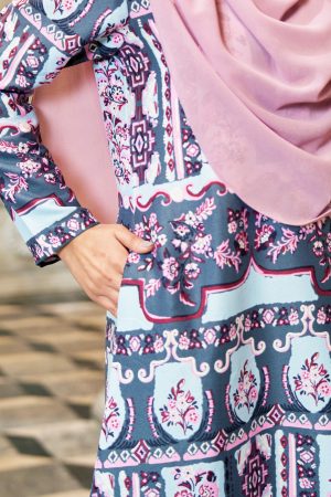 Abaya Printed Vania - Shadow Pewter