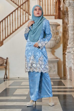 Baju Kurung Royal Jacquard Andara - Agean Blue