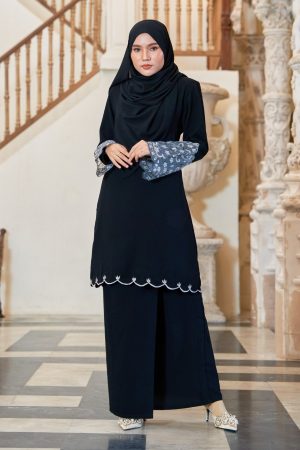 Baju Kurung Lace Ember - Ebony Black