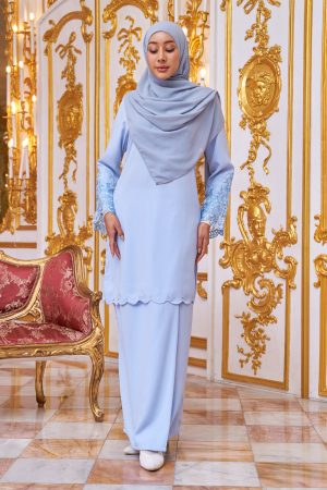 Baju Kurung Lace Ember - Sky Blue