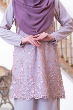 Baju Kurung Lace Sofea - Barley Violet