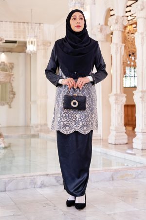 Baju Kurung Lace Sofea - Shinny Black