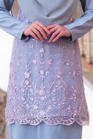 Baju Kurung Lace Sofea - Silver Mauve