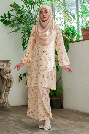 Baju Kurung Sulam Lahita Laluna X MCC - Nude Champagne