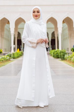 Abaya Cardi Lace Rizka - Off White