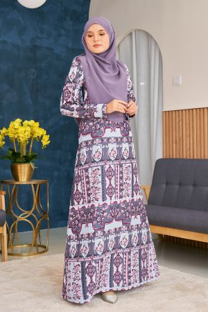 Abaya Printed Vania - Shadow Pewter