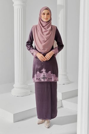 Baju Kurung Jacquard Sulam Airis - Dark Purple