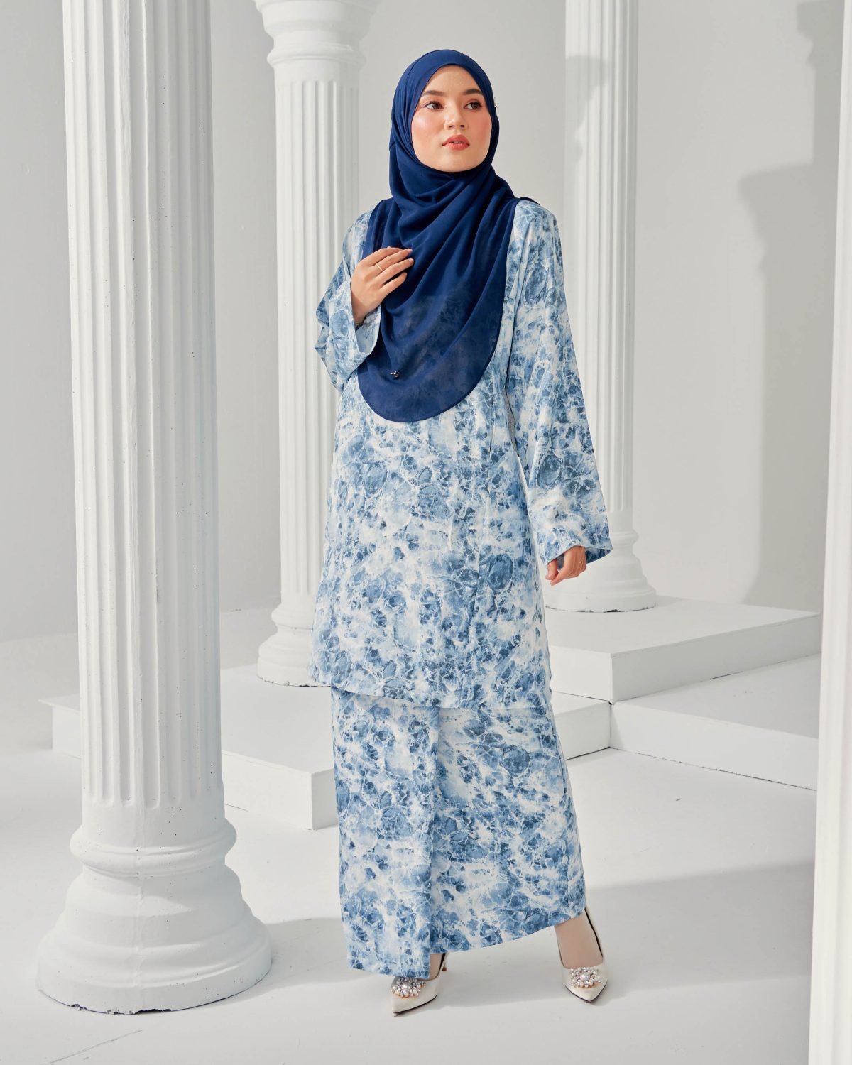 Baju Kurung Pahang Leora Laluna X MCC – Aqua Blue – MuslimahClothing.Com