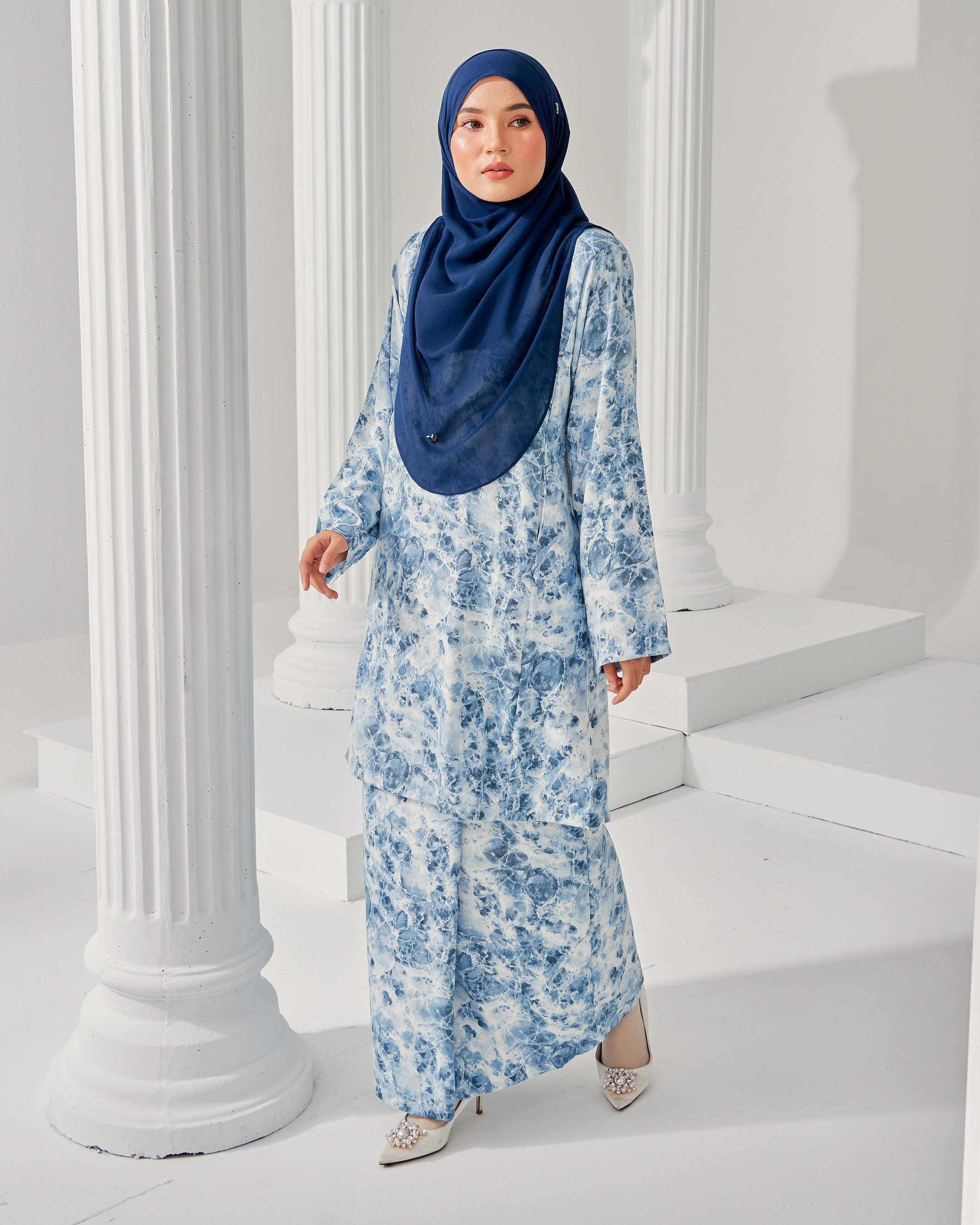 Baju Kurung Pahang Leora Laluna X MCC – Aqua Blue – MuslimahClothing.Com