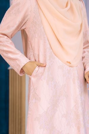 Baju Kurung Riau Lace Adiona - Ballet Pink
