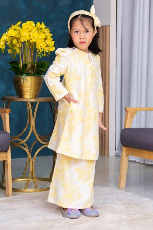 Baju Kurung Riau Lace Adiona Kids - Buttercup