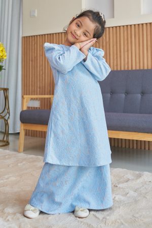 Baju Kurung Riau Lace Adiona Kids - Maya Blue