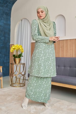 Baju Kurung Riau Lace Adiona - Moss Green