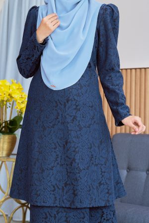 Baju Kurung Riau Lace Adiona - Navy Blue