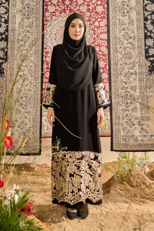 Abaya Lace Rifaya - Gold Black