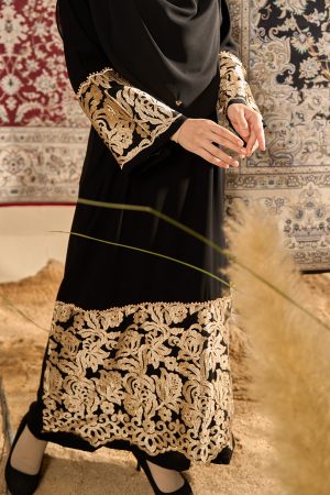 Abaya Lace Rifaya - Gold Black