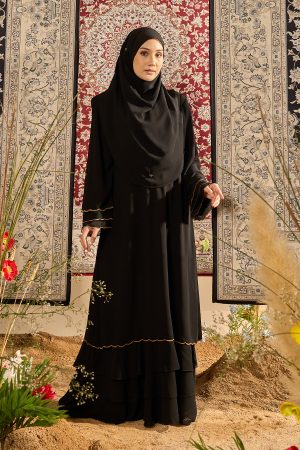 Abaya Sulam Rossa - Matte Black