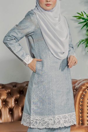 Baju Kurung Songket Lace Adresia - Light Blue