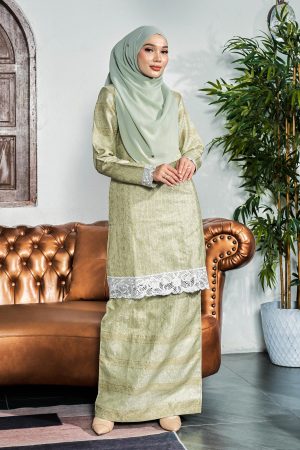 Baju Kurung Songket Lace Adresia - Tea Green
