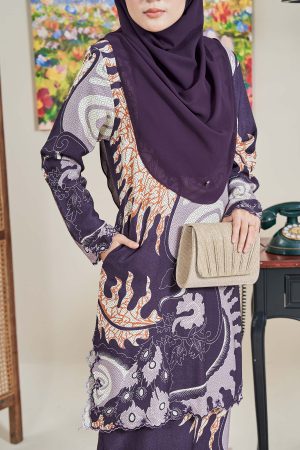 Baju Kurung Sulam Batik Ashalee - Dewi Purple