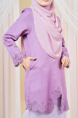 Baju Kebarung Songket Lasercut Harisa - Pearly Purple