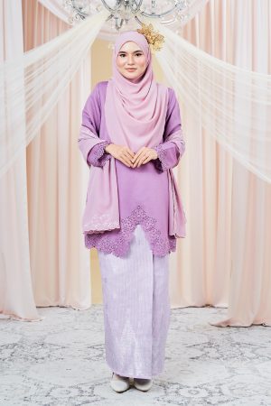 Baju Kebarung Songket Lasercut Harisa - Pearly Purple