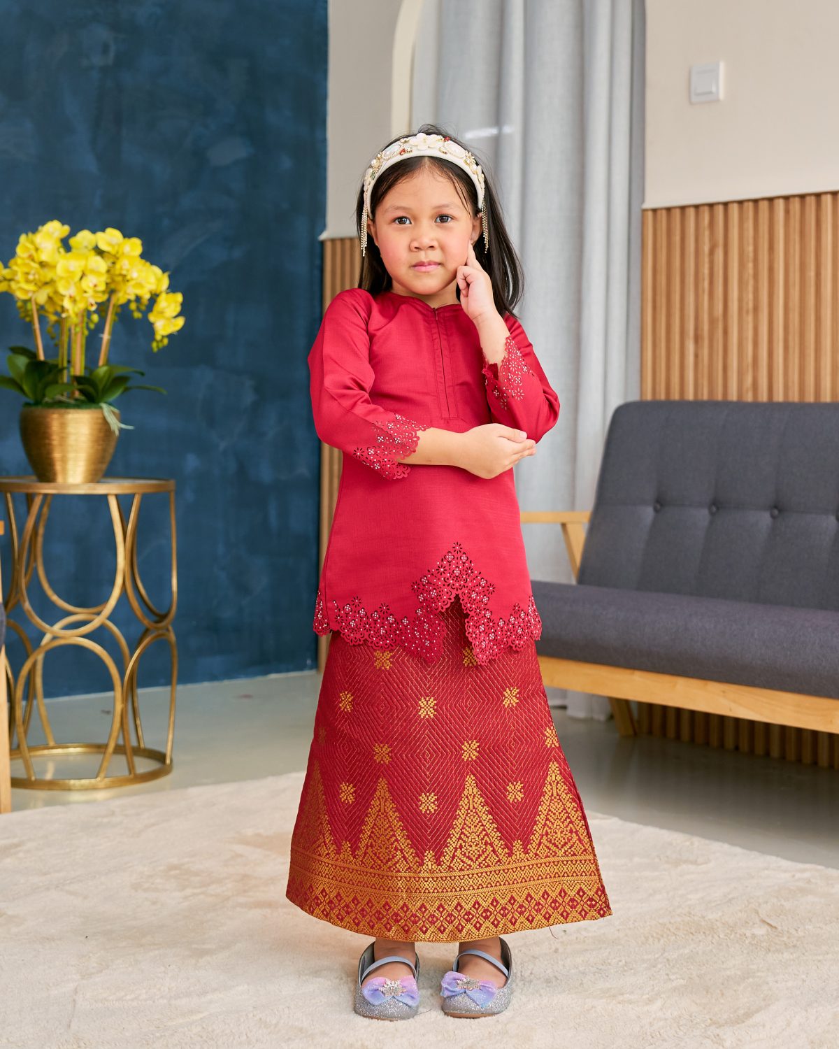 Baju Kebarung Songket Lasercut Harisa Kids – Scarlet Red ...