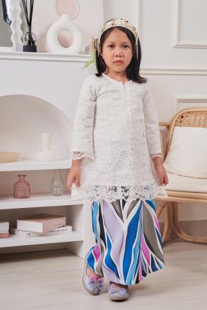 Baju Kurung Lace Alexa Kids - Senada Blue