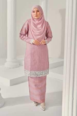 Baju Kurung Songket Lace Adresia - Sweet Pink